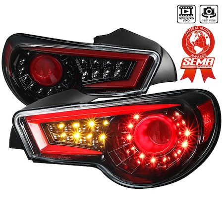Spec-D Tuning 12-16 Scion Frs LED Tail Lights-Gsy Bk LT-FRS12BKLED-TM